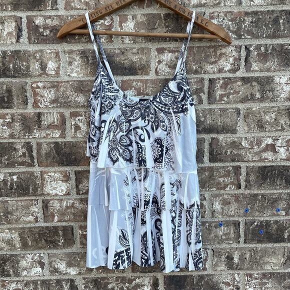Vintage Y2K Wetseal Chiffon Tiered Paisley Spaghetti Strap‎ Cami Blouse Flowy - Picture 9 of 10